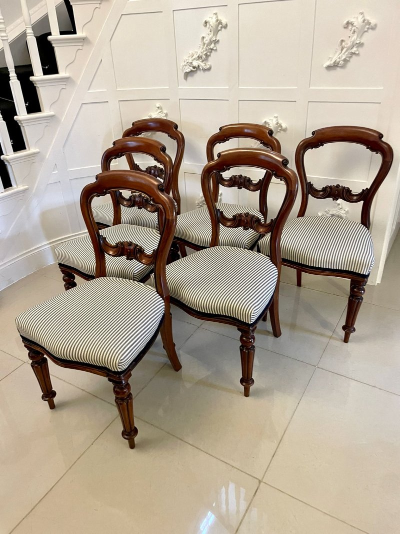 Antique Victorian Mahogany Carved Set of 6 Dining Chairs - Image 3